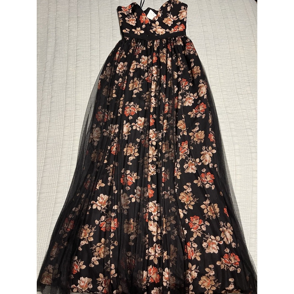 NWT Free People Dare To Dream Black Maxi Whimsigoth Fairycore Dress Size 0